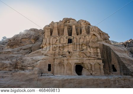 Nabataean Obelisk Tomb And Bab Al Siq Triclinium Exterior Facade In Petra, Jordan, A Rock Cut Grave