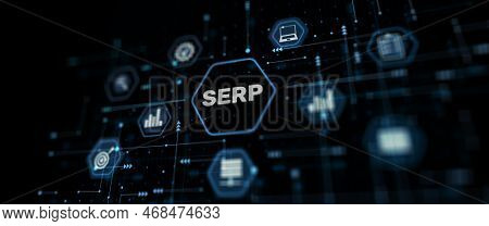 Serp. Search Engine Results Page. Search Terms Concept. Abstract Background
