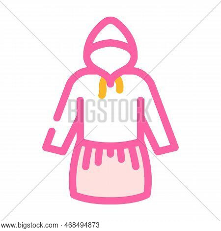 Sweater Dress Tulle Skirt Girl Baby Cloth Color Icon Vector. Sweater Dress Tulle Skirt Girl Baby Clo