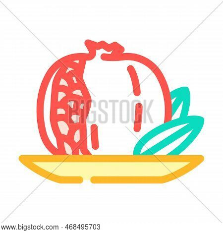 Pomegranate Whole Grain Leaf Color Icon Vector. Pomegranate Whole Grain Leaf Sign. Isolated Symbol I