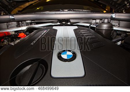 Lviv, Ukraine - October 21, 2020: Bmw X6 M50d Engine Compartment
