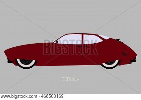 Berlina Car, Side View, Flat Design Style, Fully Editable