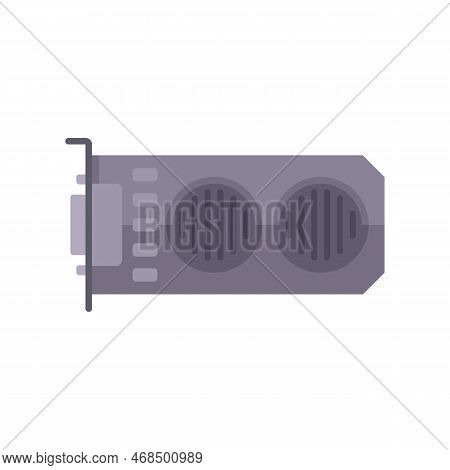 Pc Video Card Icon Flat Vector. Computer Gpu. Cooler Pci Isolated