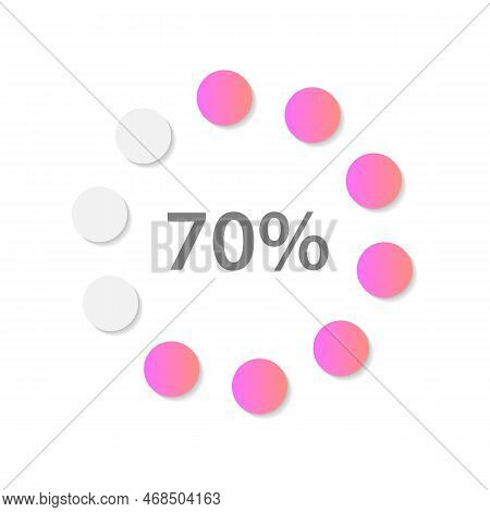 Circular Dot Gradient Infographic Chart Design Template. Seventy Percentage. Process Track. Radial I