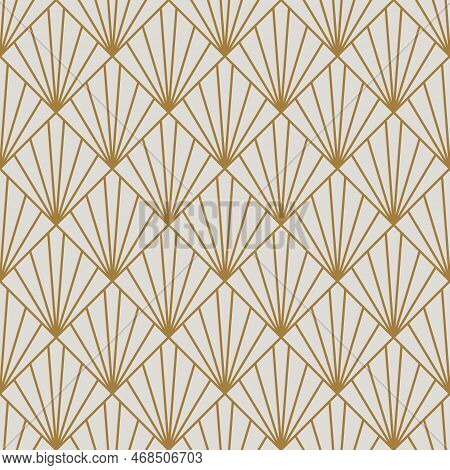 Vintage Art Deco Seamless Pattern. Line Art Geometric Gold Shapes. Modern Ornaments Vector Illustrat