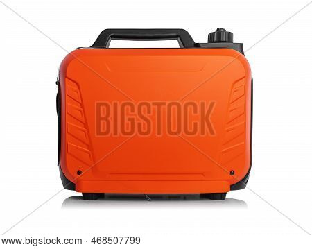 Portable Electricity Generator Isolated On White Background. Petrol Inverter Generator.