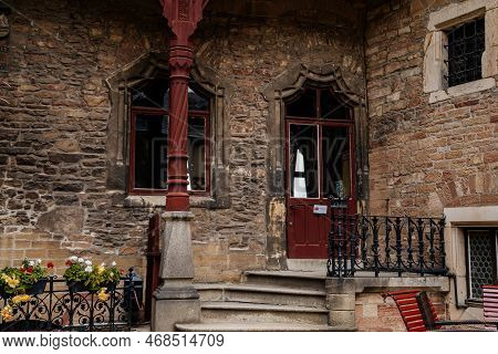 Wernigerode, Saxony-anhalt, Germany, 29 October 2022:  Castle With Tower In Harz Mountains Above Tow