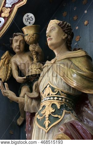 Durdic, Croatia - May 08, 2012: Saint Barbara The Martyr, Statue On The Altar Of Saint Barbara In Th