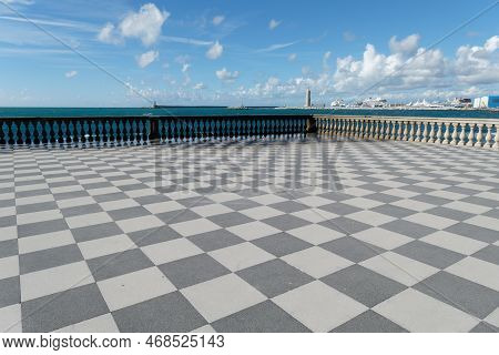 View Of The Terrazza Mascagni On The Mediterranean Sea . Livorno , Tuscany Italy