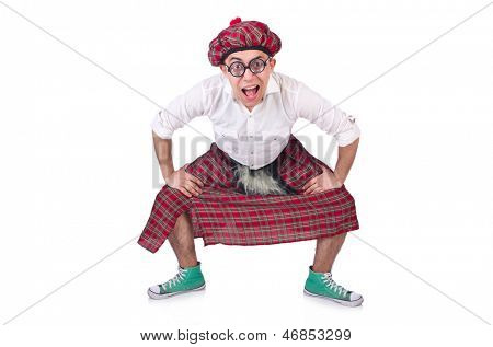 Lustige Scotsman isolated on the white