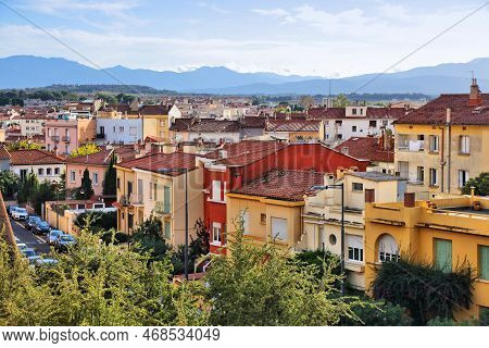 Perpignan City In Roussillon Region, France. Town In French Catalonia.