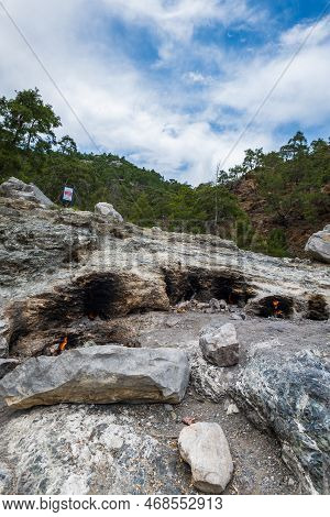 Chimaera Mountain Eternal Fire, Fire From Natural Gas In Rocks (\