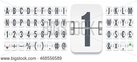 White Flip Board Narrow Font To Display Stock Exchange Rates Vector Illustration. Airport Terminal M