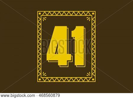 Number Fourty One In Retro Rectangle Frame Design