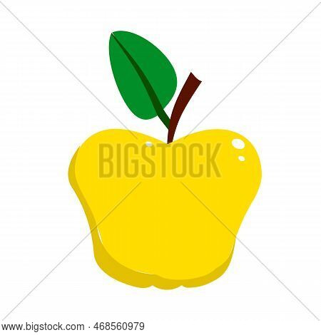 Yellow Apple Fruit Vector Illustration Isolated On White Background