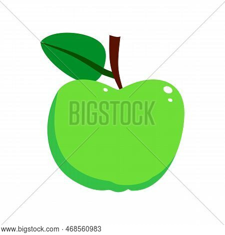Green Apple Fruit Vector Illustration Isolated On White Background