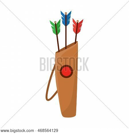 Archery Leather Case Quiver For Storage Of Arrows Vector Illustration. Equipment For Archery Isolate