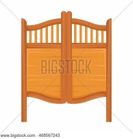 Cowboy Or Texas Element Vector Illustration. Cartoon Drawing Of Entry Wooden Doors To The Bar Isolat