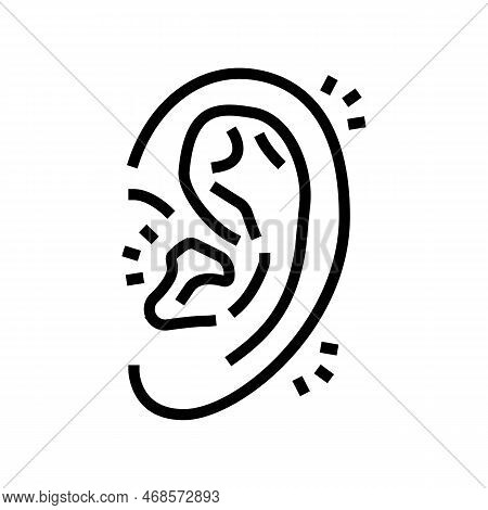 Ear Pain Body Ache Line Icon Vector. Ear Pain Body Ache Sign. Isolated Contour Symbol Black Illustra