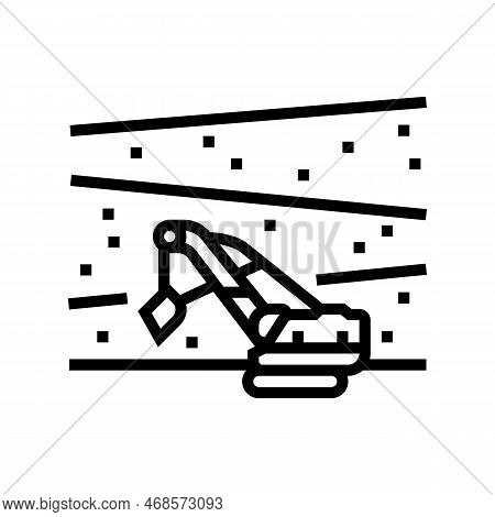 Open Pit Mine Steel Production Line Icon Vector. Open Pit Mine Steel Production Sign. Isolated Conto