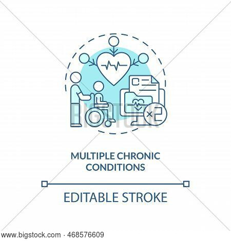 Multiple Chronic Conditions Blue Concept Icon. Chronic Care Management Challenge Abstract Idea Thin 