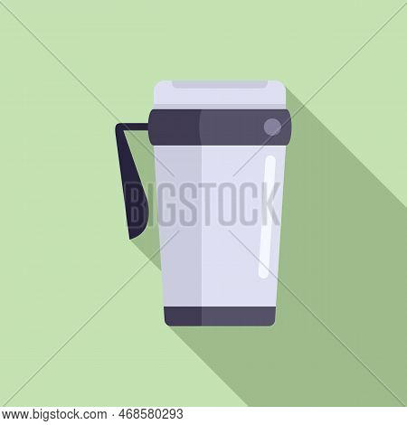 Thermo Mug Icon Flat Vector. Cup Coffee. Travel Flask