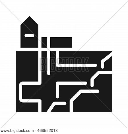 Underground Mining Black Glyph Icon. Heavy Industry. Excavation And Extraction Of Ore, Minerals. Coa