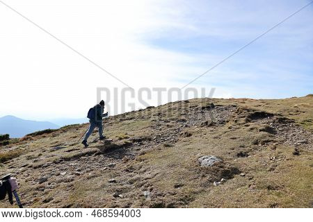 Carpathian Mountains, Ukraine - October 8, 2022 Mount Hoverla. Carpathians In Ukraine In Autumn. Tou