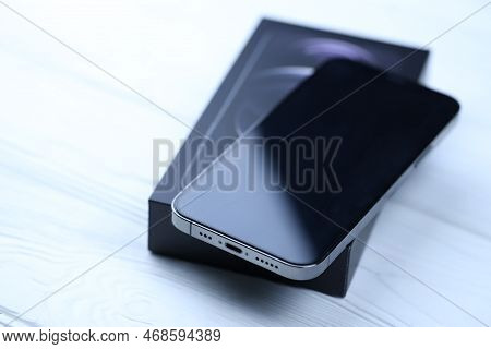 Kharkiv, Ukraine - January 27, 2021: Apple Iphone 12 Pro New Brand Model Smartphone With Ios Base On