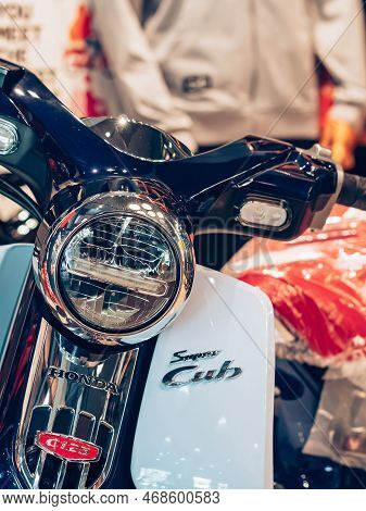 Nakhon Pathom,thailand-january 7, 2023 : View Of Honda Super Cub C 125 Motorcycle Classic 125Cc. Col