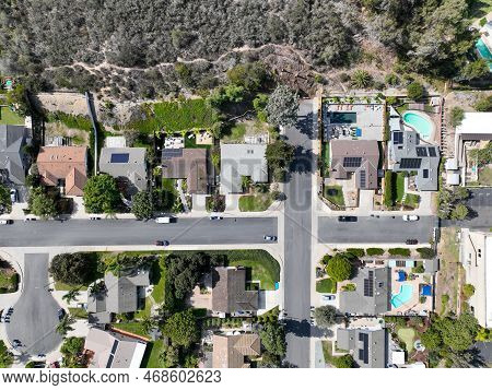 Aerial View Houses In The Wealthy Area Of Encinitas The North County Area Of San Diego County, South