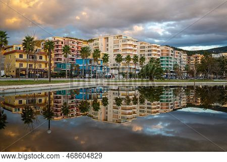 Vlore, Albania - August 22th, 2022: View Of The City Vlore In Albania. Vlore Is The Second Largest P