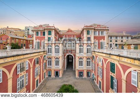 Genoa, Italy - December 12 2017: Royal Palace (palazzo Reale) Museum In  16th Century Building