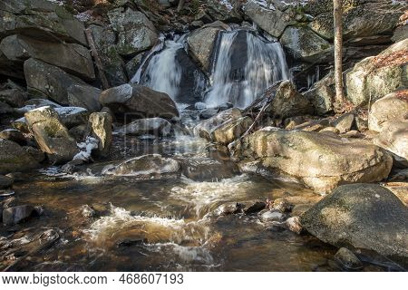 The Icy Waters Of Trap Falls In Willard Brook State Park In Ashby Massachusetts