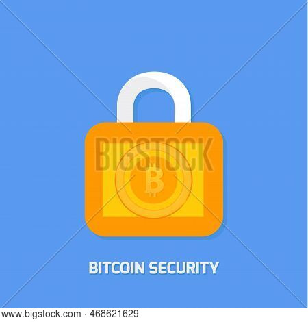 Locked Bitcoin Coin. Bitcoin Security Vector Design Concept. Cryptocurrency Vector Illustration. Bit