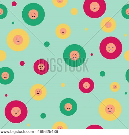 Seamless Pattern Emotional Balance Concept. Emotional Intelligence, Definition Of Mood. Consciousnes