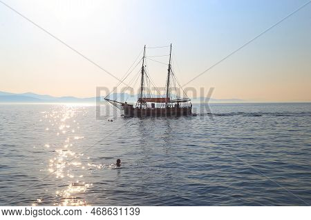 Zadar, Croatia - September 14, 2016: This Is A Pleasure Sailing Vessel On The Roadstead Near The Emb