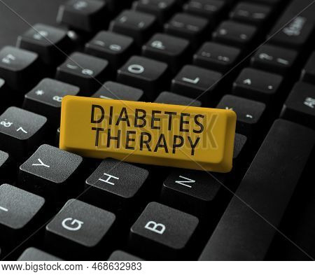 Conceptual Display Diabetes Therapy. Business Approach Aim To Achieve Lower Average Blood Glucose Re