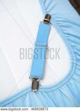 Adjustable Elastic Sheet Clip Blue, With Clips, Sheet With Elastic Bands . Bed Cover.