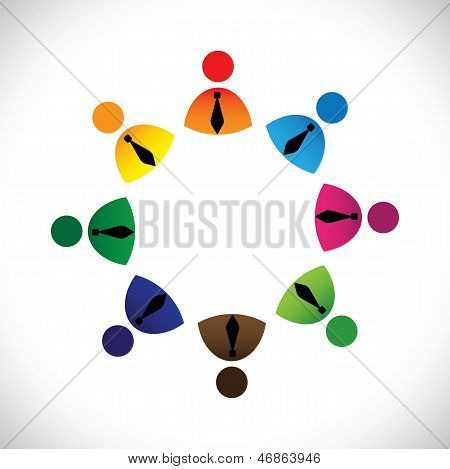 Concept Vector Graphic - dirigeants des entreprises colorés bague Icons(signs)