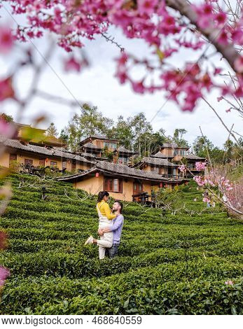 A Couple Of Men And Women Visit The Chinese Village Mae Hong Son, Ban Rak Thai, A Chinese Settlement