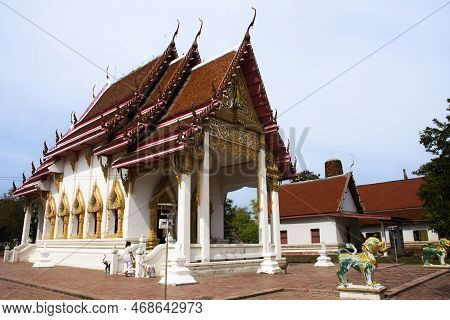 Ancient Building Ubosot Of Wat Phra Si Rattana Mahathat Temple For Thai People Travelers Visit And R