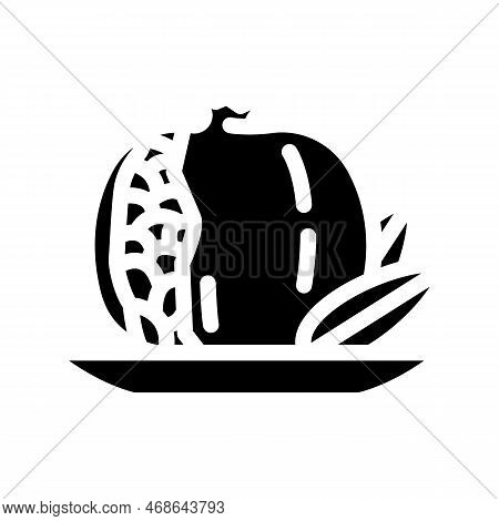 Pomegranate Whole Grain Leaf Glyph Icon Vector. Pomegranate Whole Grain Leaf Sign. Isolated Symbol I