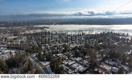 View Of Part Of The City Of Magog Near Lake Memphremagog In Winter