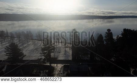 View Of Part Of The City Of Magog Near Lake Memphremagog In Winter