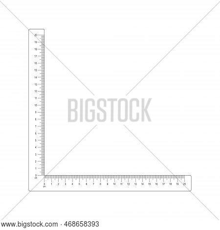 20 Cm Corner Ruler Template. Measuring Tool With Vertical And Horizontal Lines With Centimeters And 