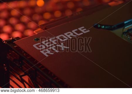 Msi Geforce Rtx 3090 Ti Gaming X Trio Graphics Card, Dark Background.