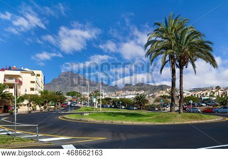 Costa Adeje, Tenerife, Spaine - February 6, 2019: One Of The Streets Of Costa Adeje, The Road In The