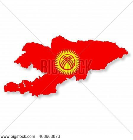 Kyrgystan Flag Map On White Background With Clipping Path 3d Illustration