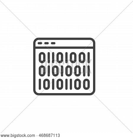 Binary Code Web Page Line Icon. Linear Style Sign For Mobile Concept And Web Design. Binary Code Out